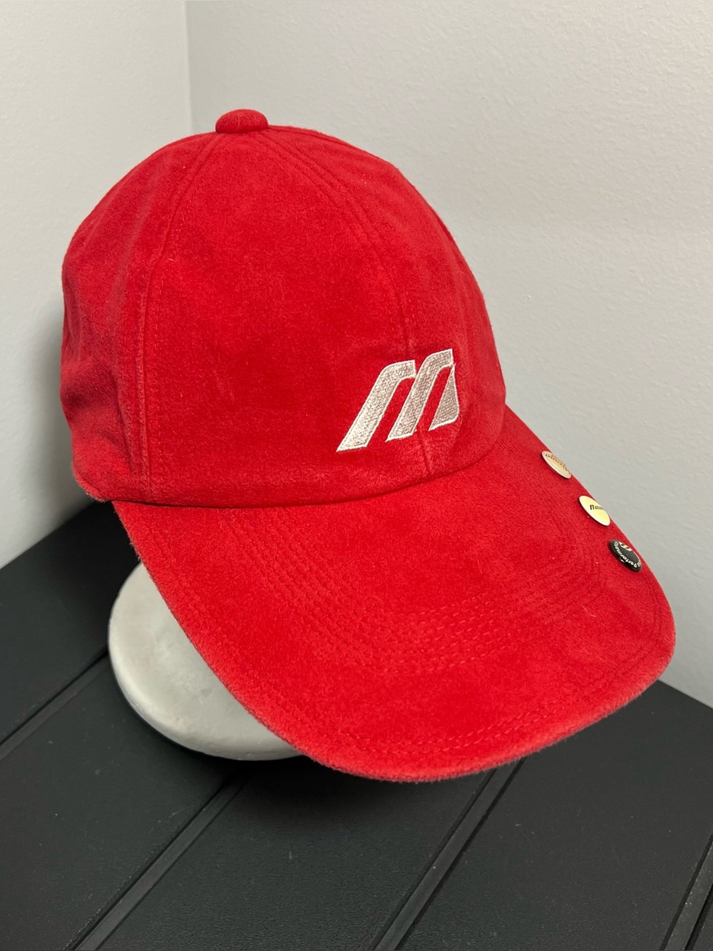 Vintage Mizuno Golf Logo Red White W/ Pins Strapback Hat Adult OSFM